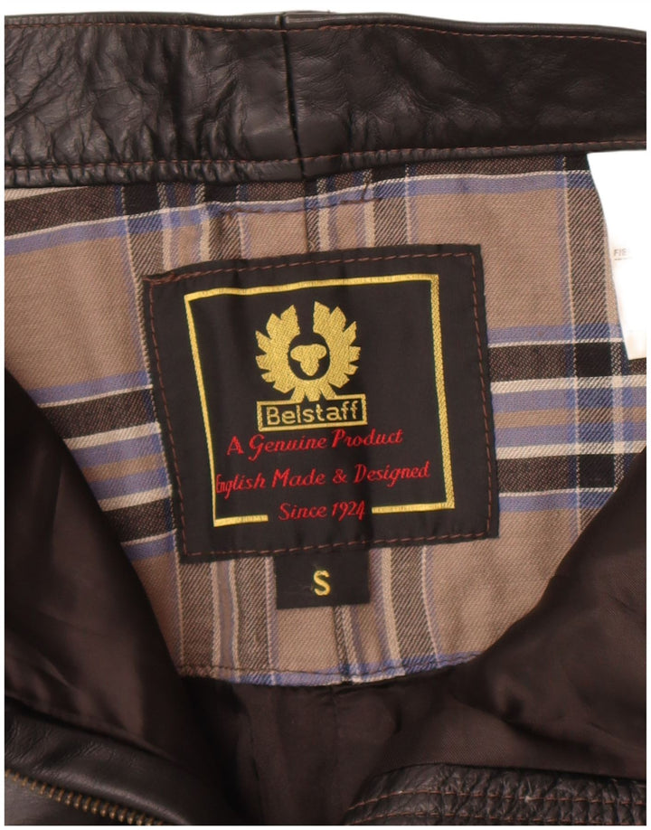 Pantaloni cargo din piele pentru bărbați Belstaff Mici W30 L29 Biker din piele neagră
