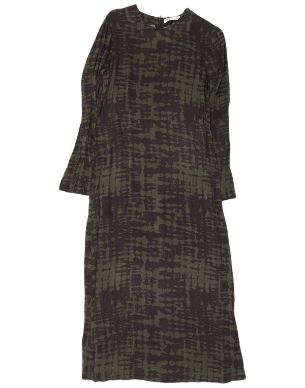 Rochie Maxi cu mânecă lungă pentru femei Zara UK 8 Mic verde Tie Dye