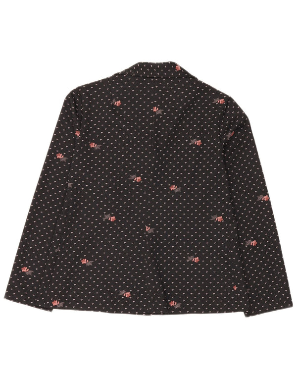 Jachetă Blazer pentru femei Romy cu 4 nasturi UK 14, mare, negru, cu flori din poliester