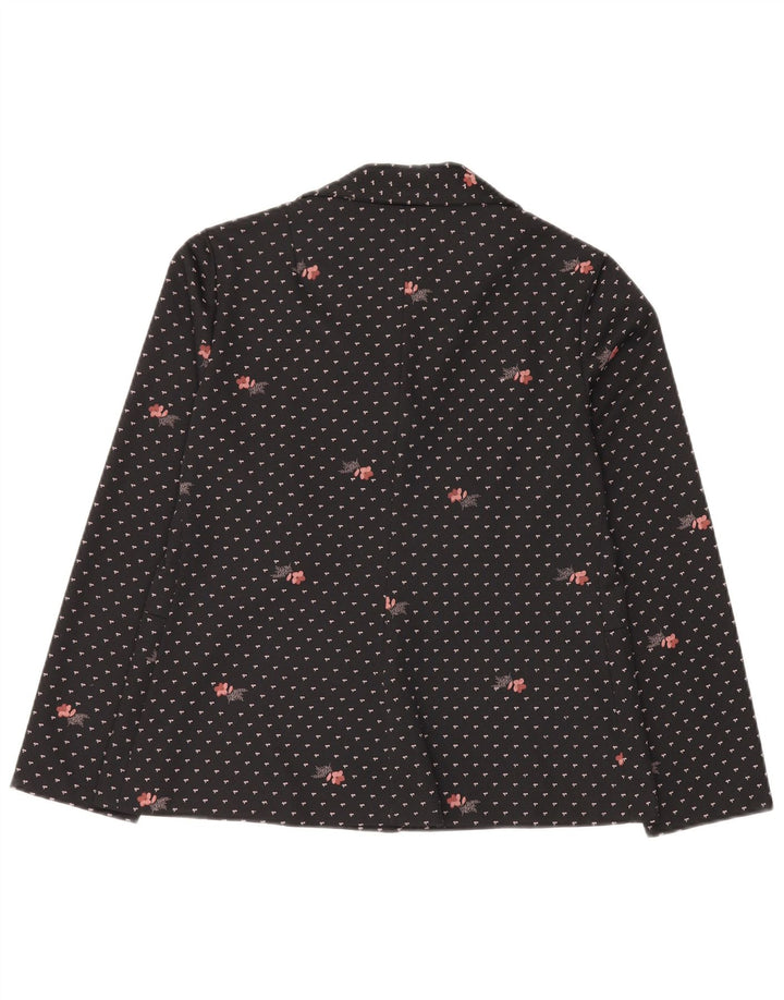 Jachetă Blazer pentru femei Romy cu 4 nasturi UK 14, mare, negru, cu flori din poliester