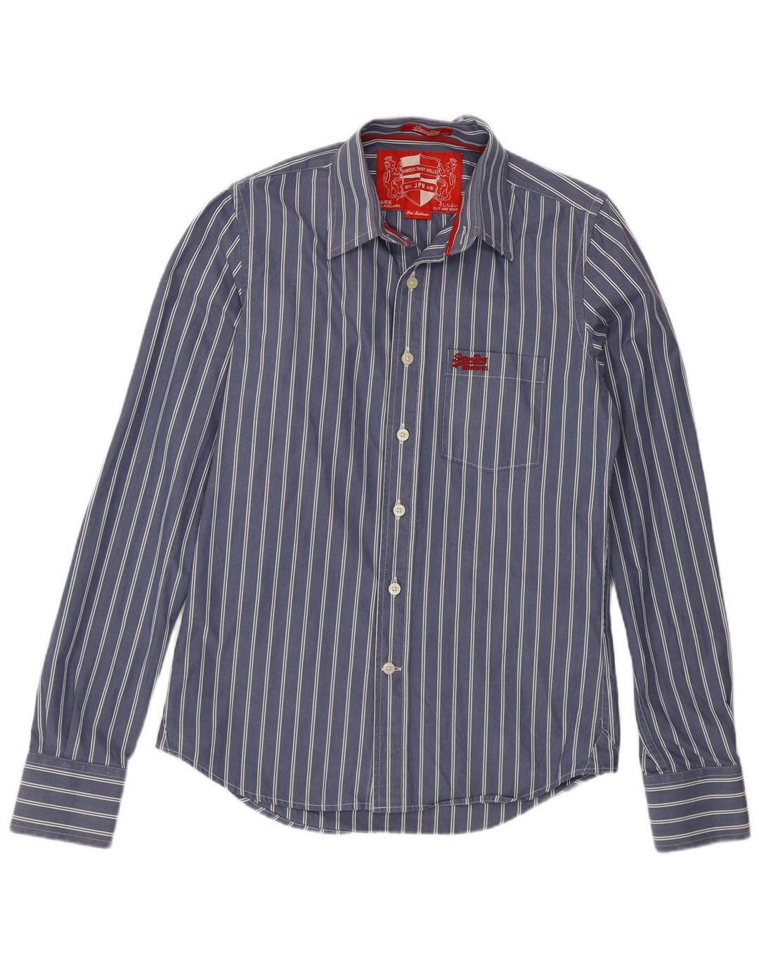 Cămașă pentru bărbați Superdry, bumbac cu dungi albastre medii
