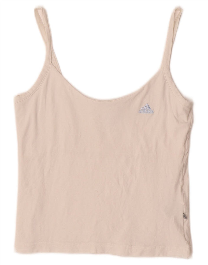 ADIDAS Crop Cami Top pentru femei UK 12 Medium Off White Bumbac