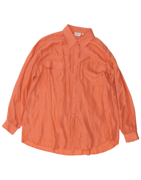 Bluză de cămașă supradimensionată pentru femei vintage UK 16, mare portocaliu, mătase