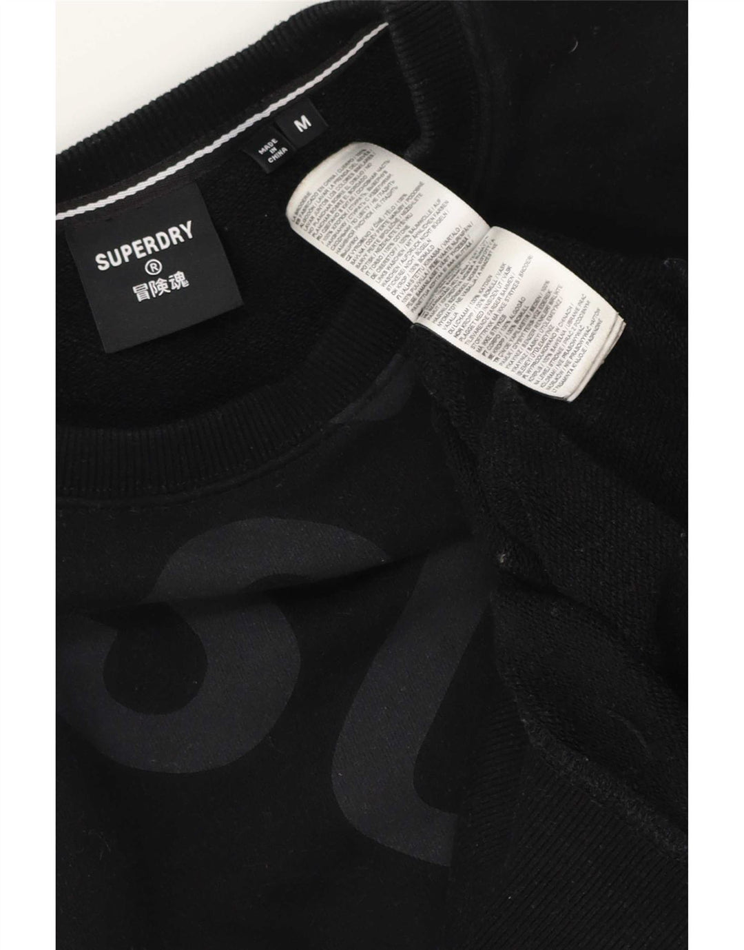 Pulover grafic Superdry pentru bărbați, bumbac mediu negru