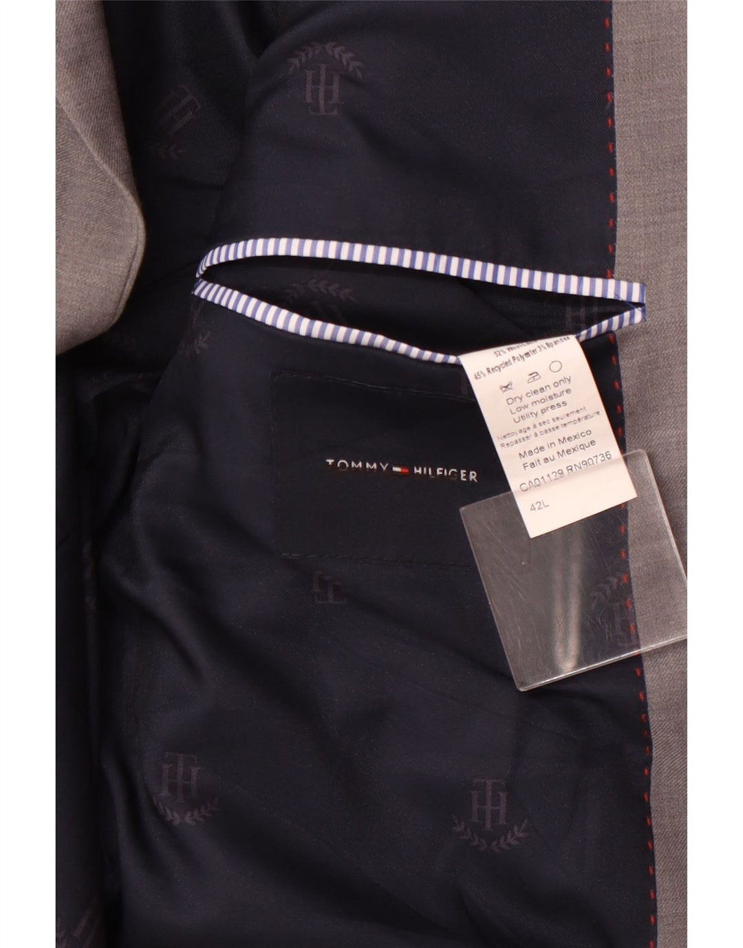 Jachetă pentru bărbați Tommy Hilfiger pentru bărbați, cu 2 nasturi, lână gri EU 42 XL