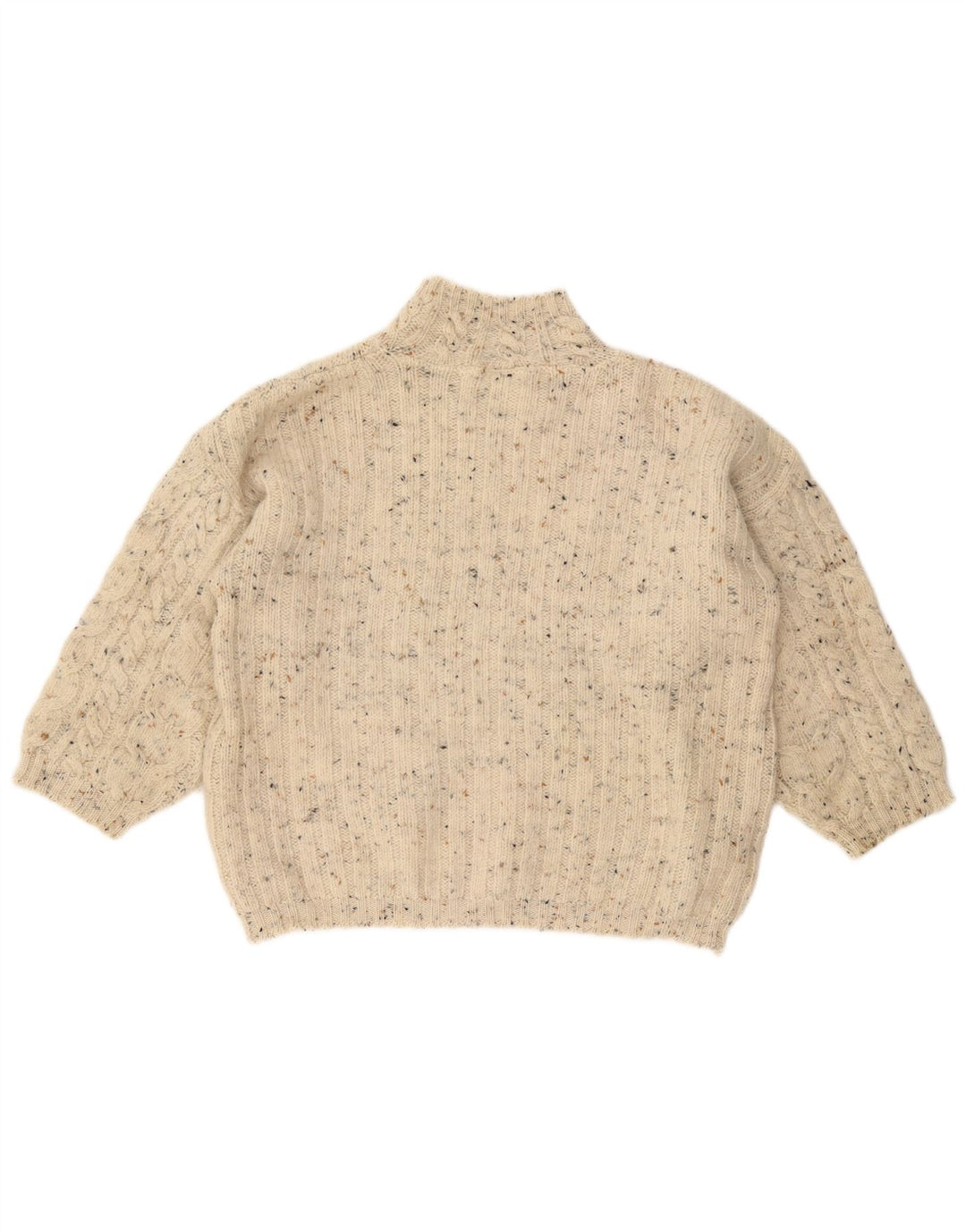 Pulover pentru femei VINTAGE cu gât țestoasă, UK 18 XL, alb pătat