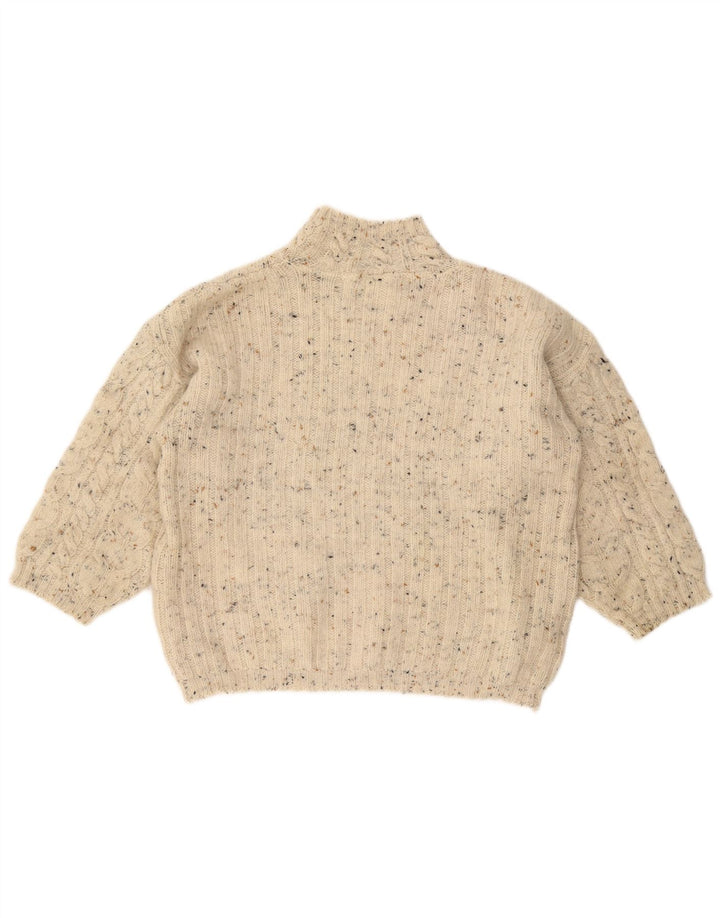 Pulover pentru femei VINTAGE cu gât țestoasă, UK 18 XL, alb pătat