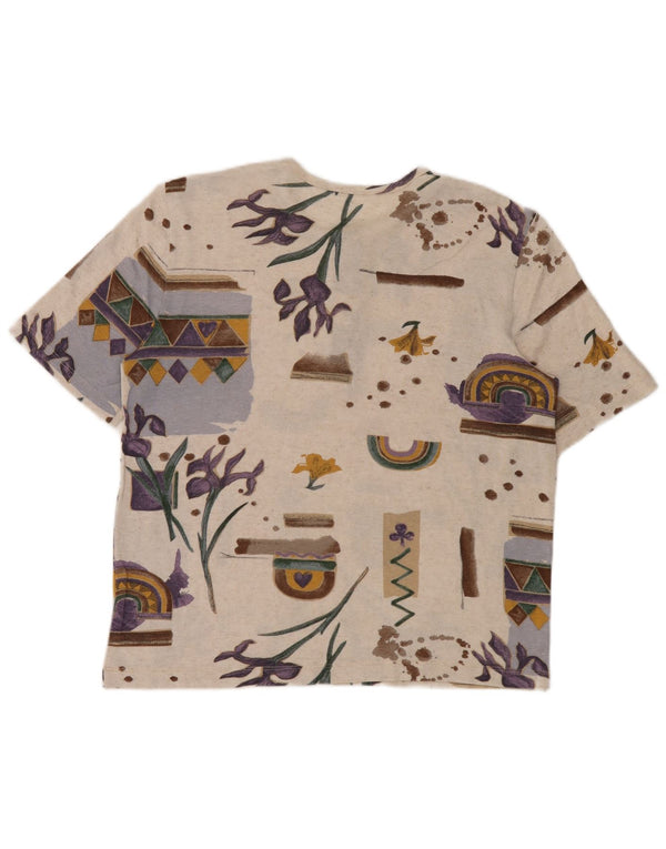 Tricou Vintage pentru femei Top UK 16 Mare Bej Geometric Viscose