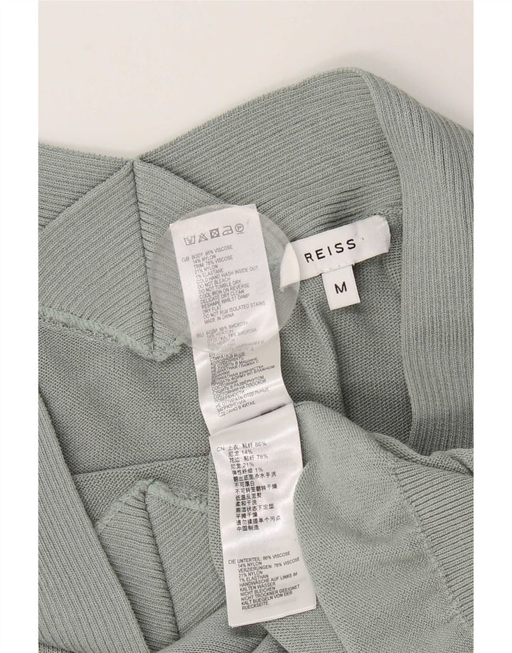 Pulover pentru femei Reiss cu umăr dezactivat UK 14, viscoză verde medie