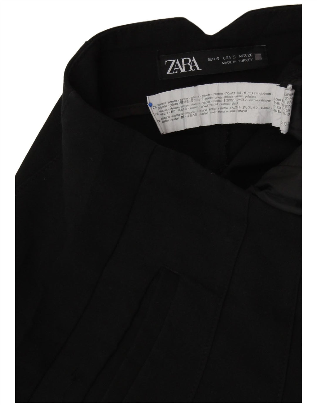 Pantaloni chino conici pentru femei cu talie înaltă ZARA Mici L26 L26 Bumbac negru