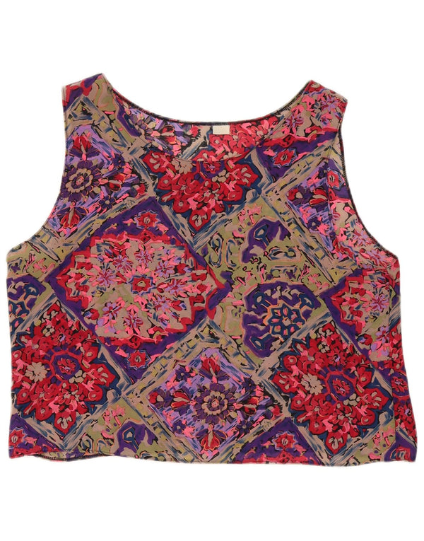 Bluză fără mâneci, vintage, pentru femei, mare, multicoloră, florală