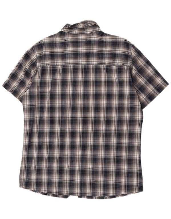 Cămașă cu mânecă scurtă Jack Wolfskin pentru bărbați Marea Britanie 40/42, cu carouri mari bleumarin