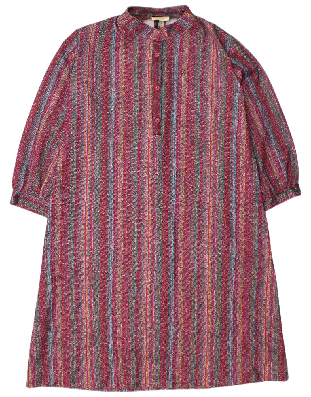 VINTAGE Rochie de bază pentru femei UK 26 4XL Burgundy Poliester cu dungi