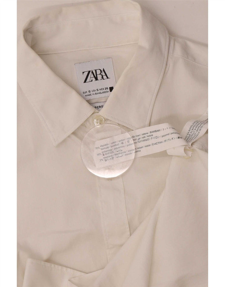 Cămașă pentru femei Zara UK 10 Bumbac alb mic