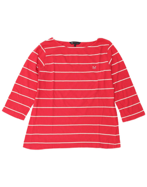 Crew Clothing Femei Top mânecă 3/4 UK 14 Bumbac cu dungi roșii medii