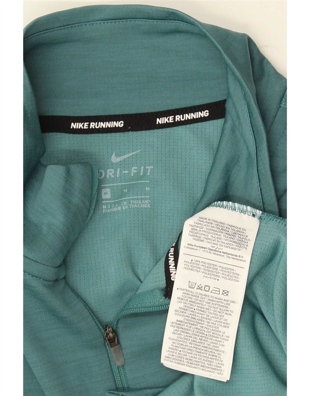 Top grafic Nike Dri Fit cu mânecă lungă, cu fermoar, verde, poliester