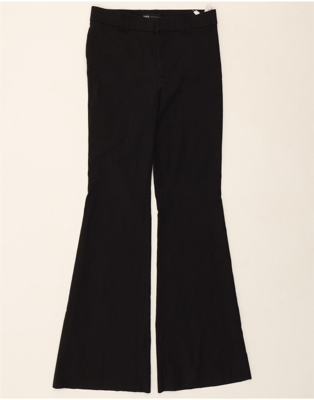 Pantaloni de damă Zara Casual Flare Mediu L28 L33 Bumbac Negru