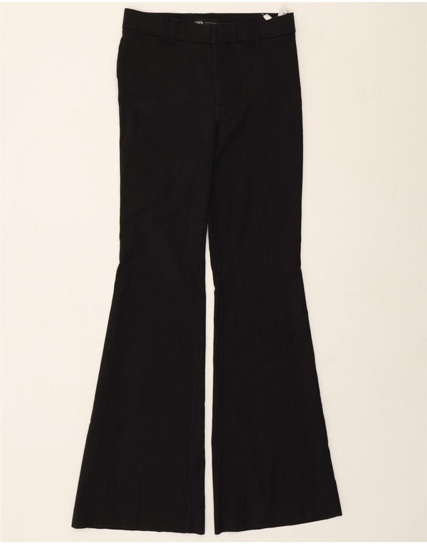 Pantaloni de damă Zara Casual Flare Mediu L28 L33 Bumbac Negru