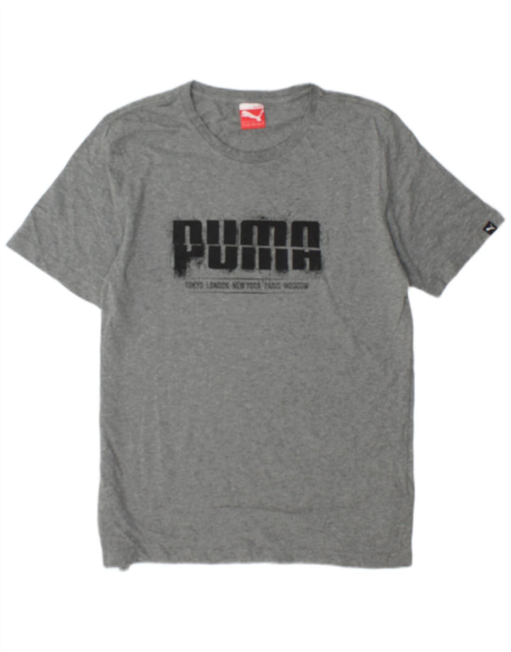 Tricou cu grafic Puma pentru bărbați Top din bumbac cu pete gri mediu
