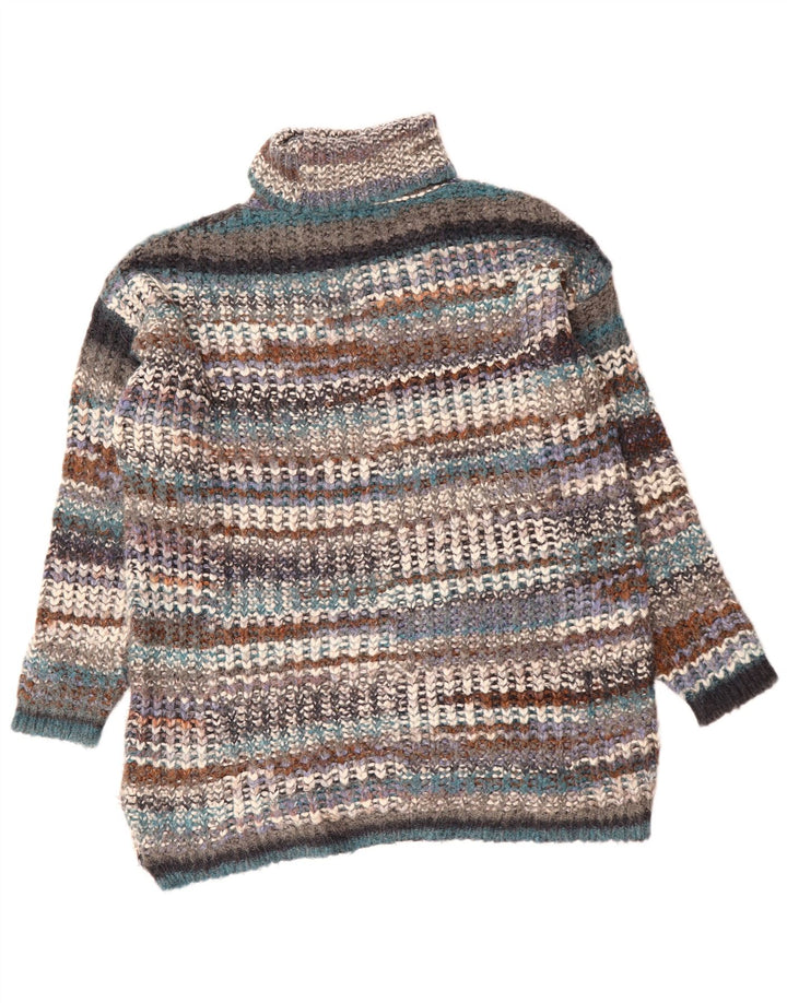 Pulover cu gât rulat ZARA pentru femei UK 14 Medium, multicolore, cu dungi