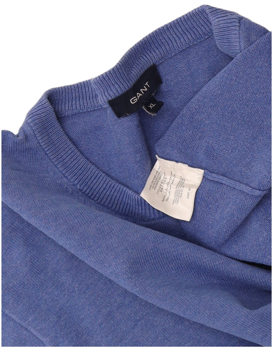 Pulover Gant pentru bărbați, cu gât, XL, bumbac, albastru