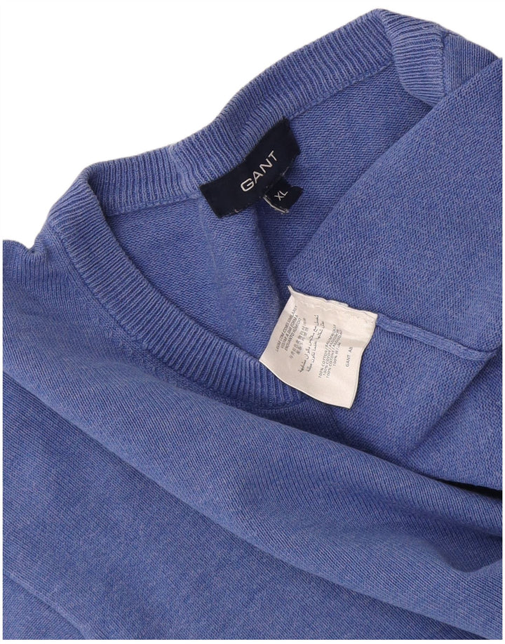 Pulover Gant pentru bărbați, cu gât, XL, bumbac, albastru