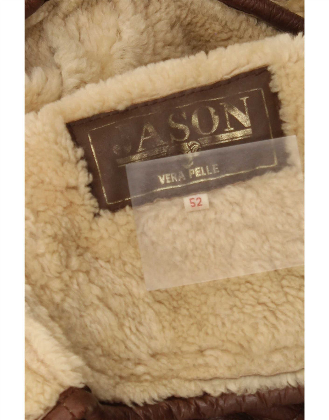 Jachetă vintage bărbătească din shearling IT 52 XL din piele maro
