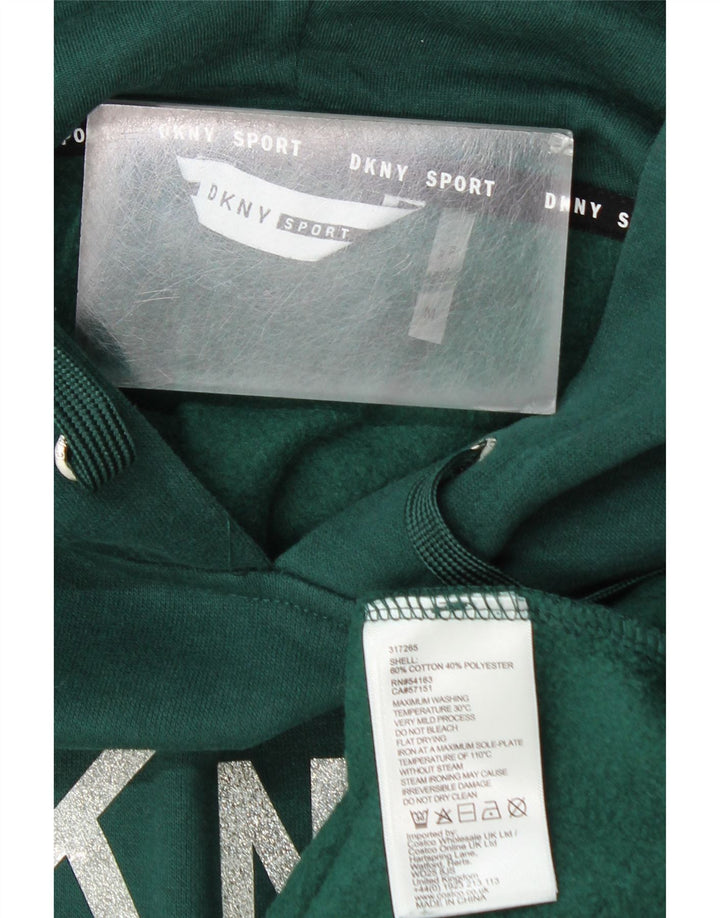Pulover Dkny pentru bărbați cu glugă grafică, bumbac verde mediu