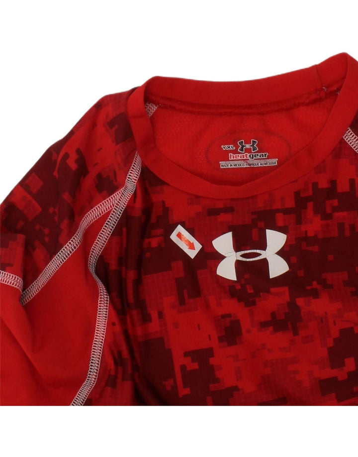 UNDER ARMOUR Băieți Heat Gear Top grafic cu mânecă lungă 13-14 ani XL Roșu