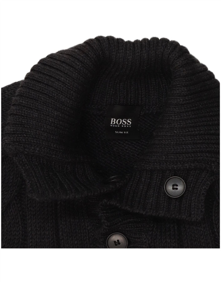 Pulover pentru bărbați Hugo Boss Slim Fit, cu gât cu nasturi, XL, gri