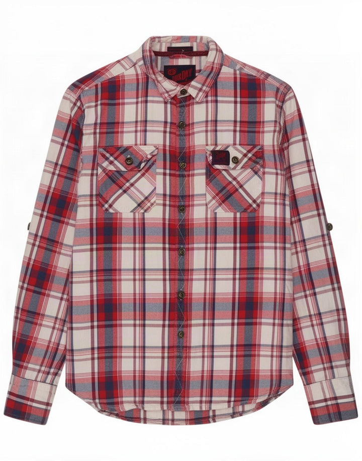 Cămașă de flanel pentru bărbați Superdry, bumbac cu carouri roșii mari