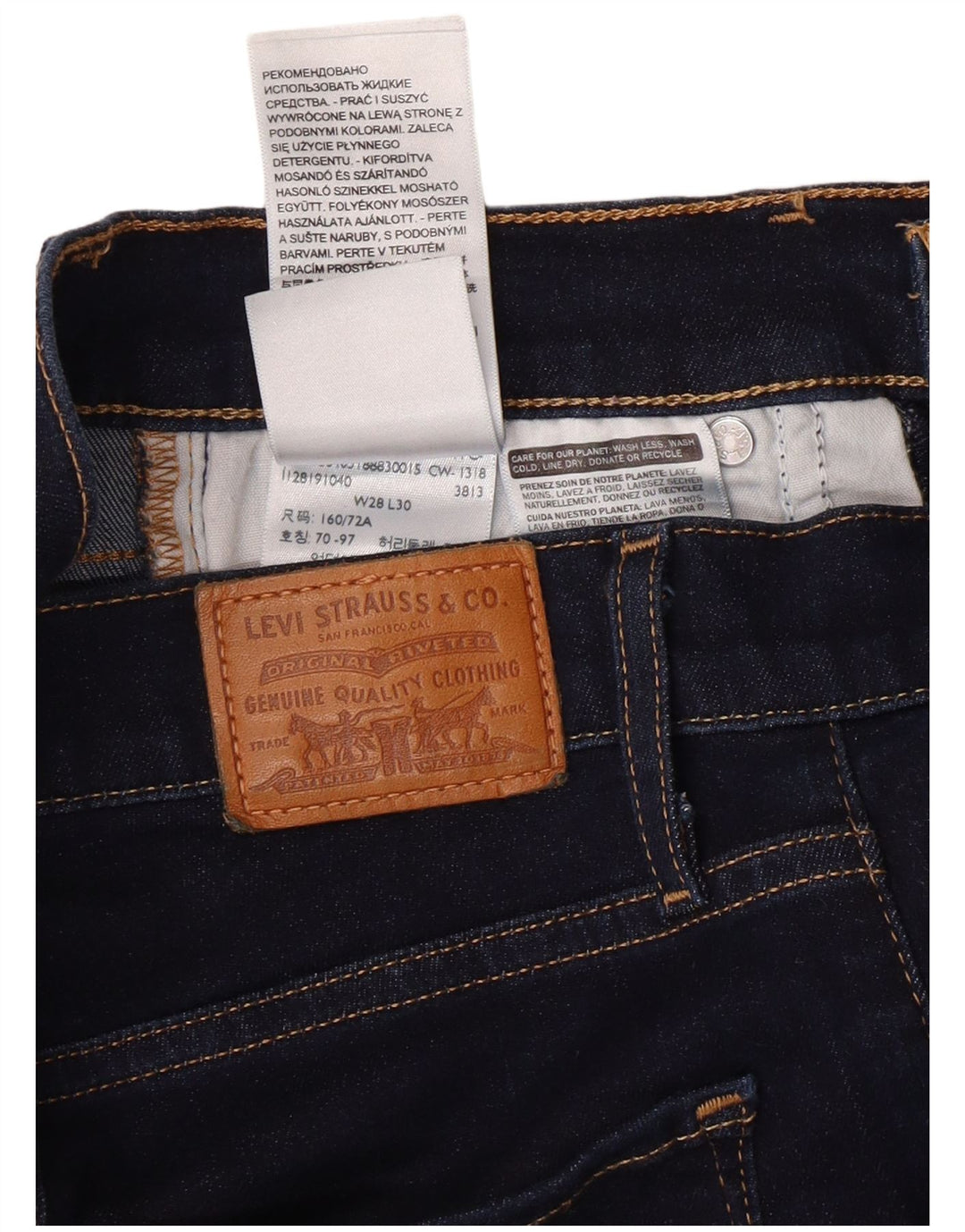 Blugi drepti cu talie înaltă pentru femei LEVI'S 724 W28 L26 bumbac bleumarin