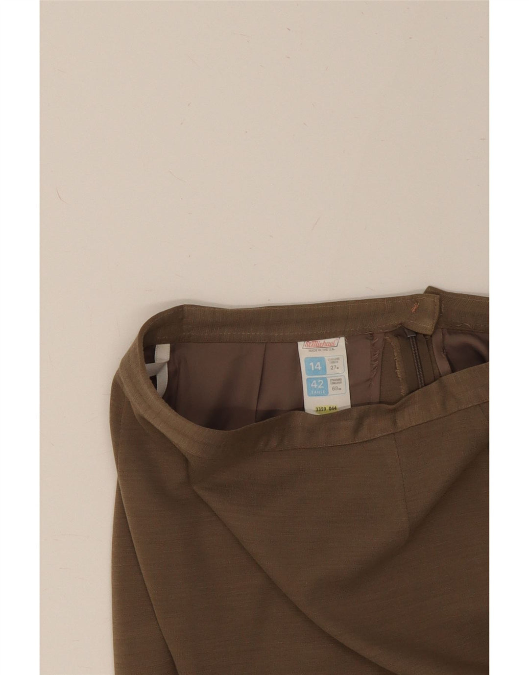 ST MICHAEL Womens A-Line Skirt UK 14 Medium W28 Beige Acrylic Vintage St Michael and Second-Hand St Michael from Messina Hembry 