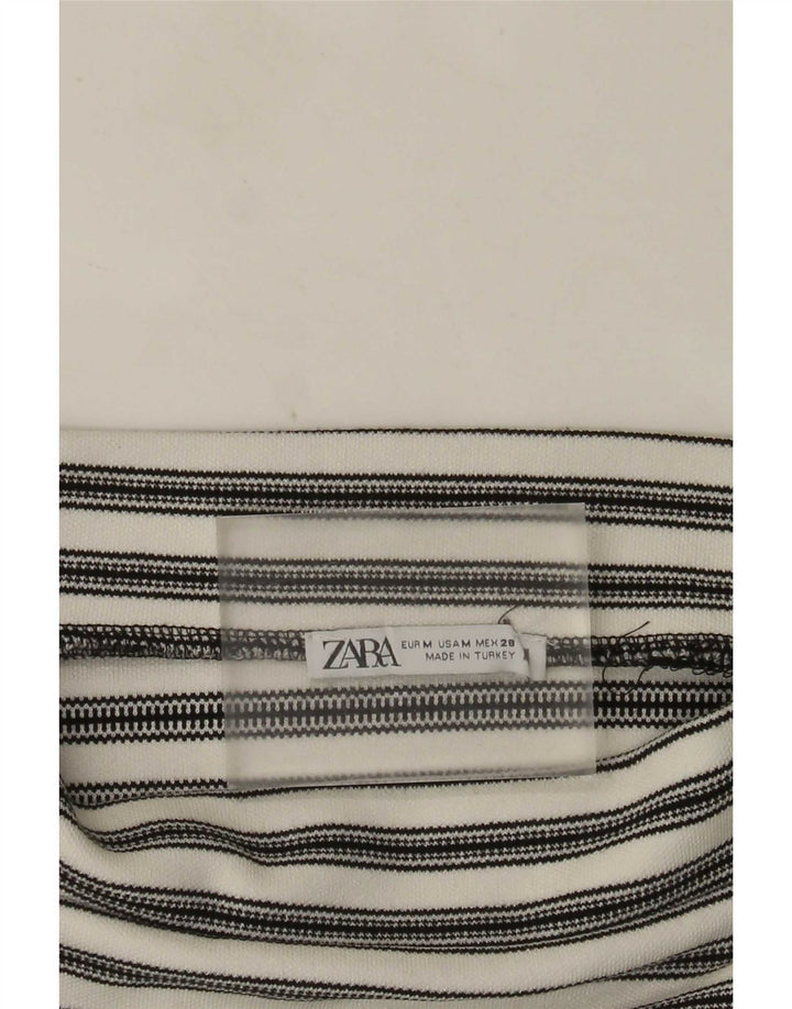 Top cu umeri decupați pentru femei Zara UK 12 Medium White Striped