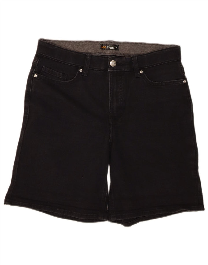 LEE Womens Regular Mid Rise Denim Shorts US 12 Large W30 Black Cotton