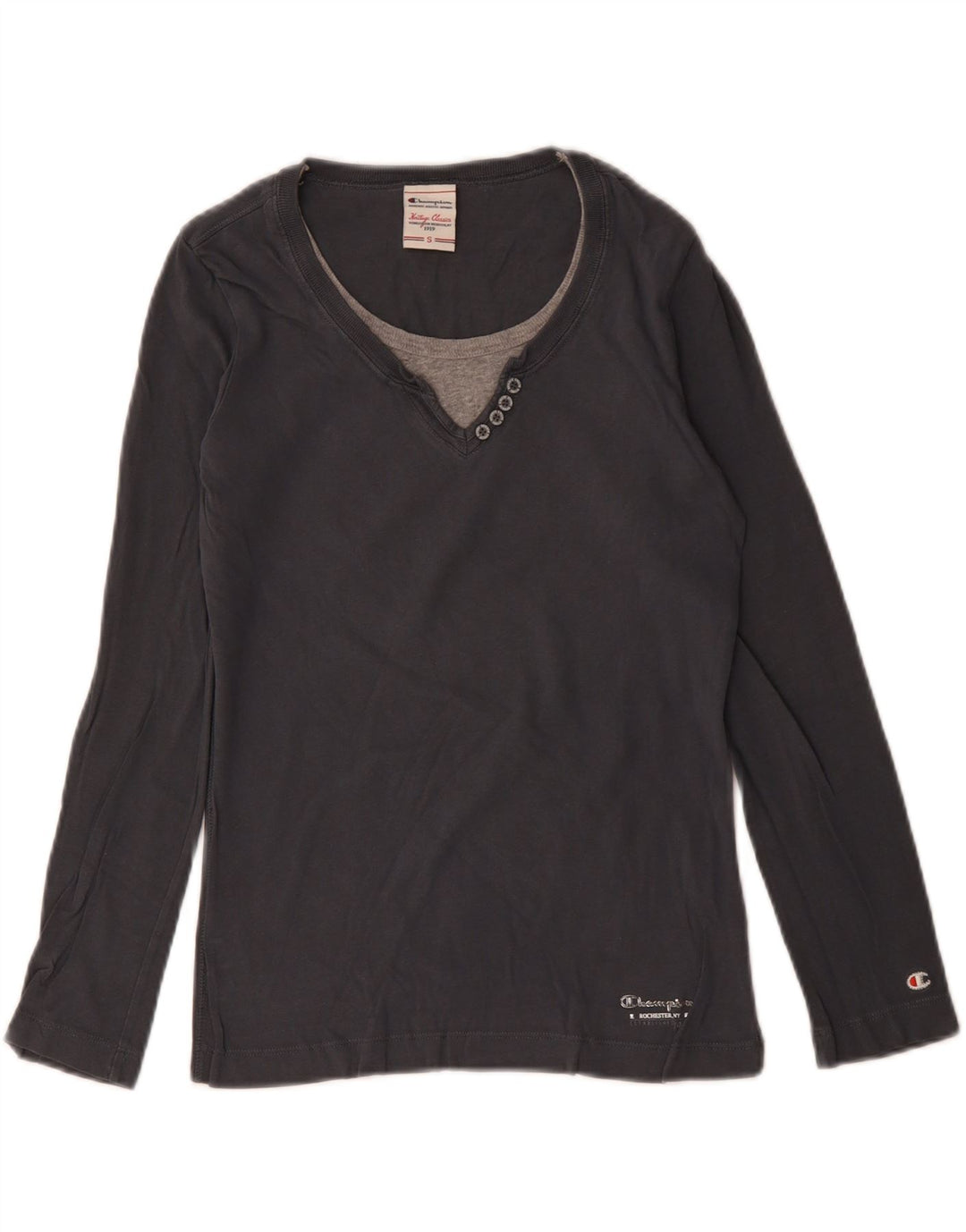 CHAMPION pentru femei Heritage Classics Top cu mânecă lungă UK 10 mic bumbac gri