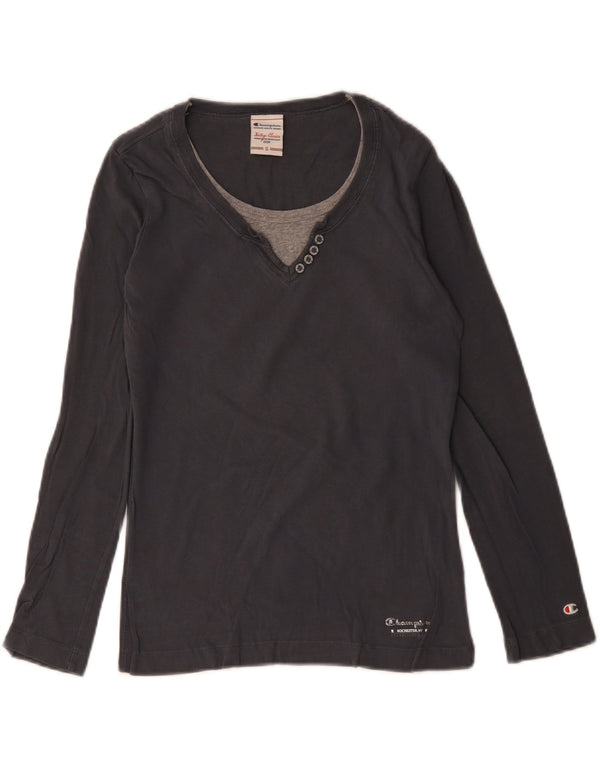 CHAMPION pentru femei Heritage Classics Top cu mânecă lungă UK 10 mic bumbac gri