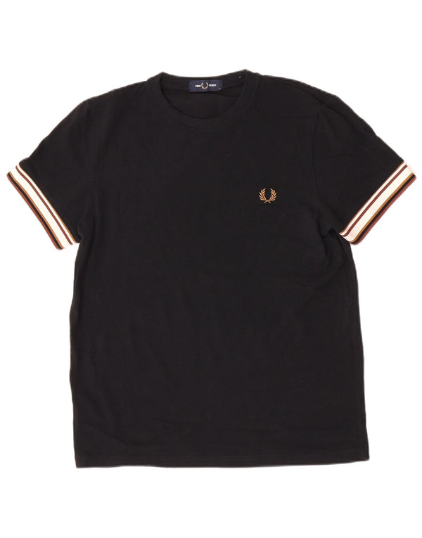 Tricou Fred Perry pentru bărbați Top mediu negru din bumbac color bloc