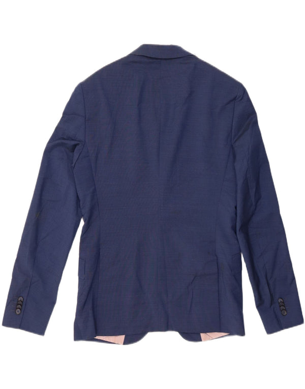 Blazer pentru bărbați Zara cu 2 nasturi EU 46 Lână albastră mică