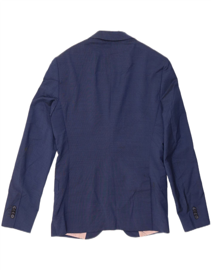 Blazer pentru bărbați Zara cu 2 nasturi EU 46 Lână albastră mică
