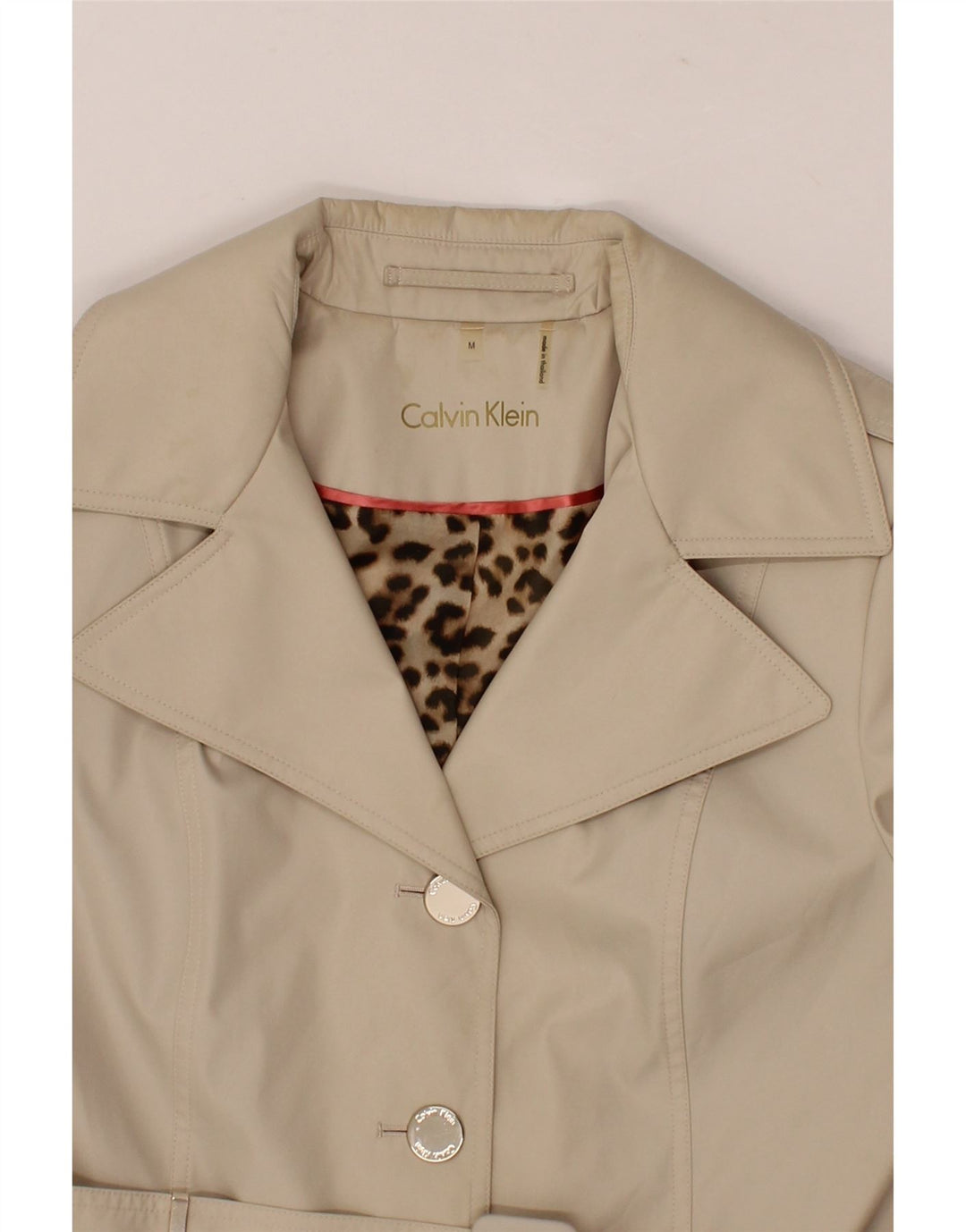 CALVIN KLEIN Womens Trench Coat UK 14 Medium Beige Polyester Vintage Calvin Klein and Second-Hand Calvin Klein from Messina Hembry 