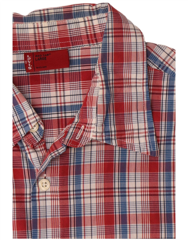 Cămașă cu mânecă scurtă Levi's pentru bărbați, bumbac cu carouri mari, roșii