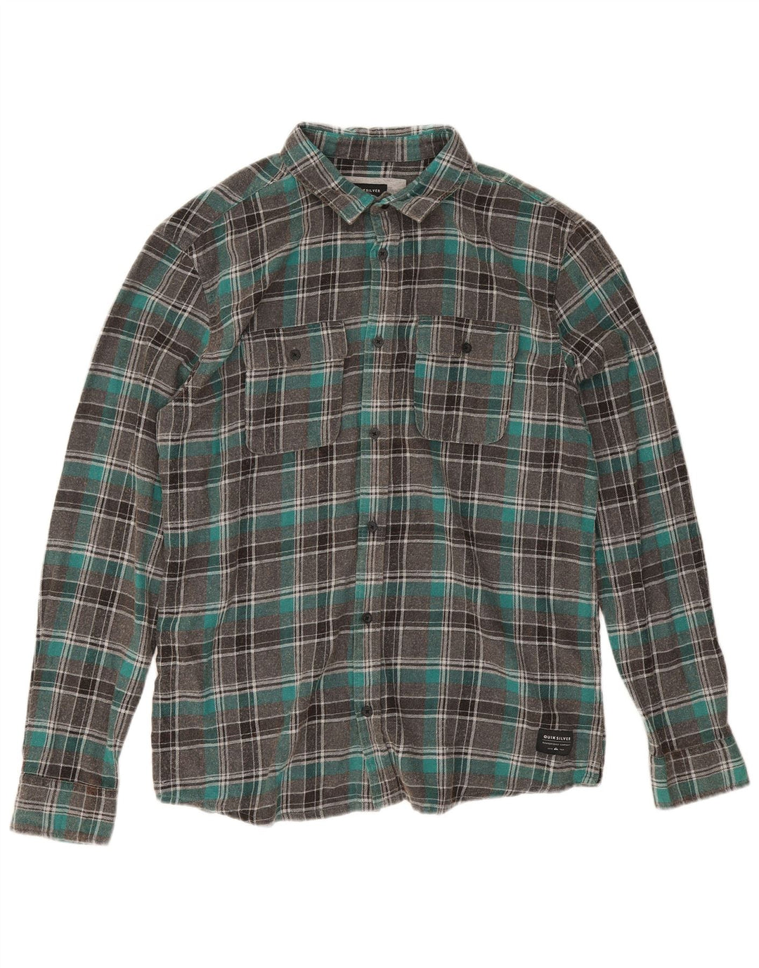 Cămașă de flanel Quiksilver pentru bărbați, de culoare mare, gri din bumbac