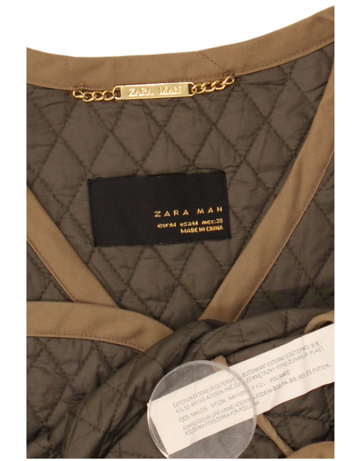 Jachetă matlasată pentru bărbați Zara UK 38 Medium Khaki Nylon