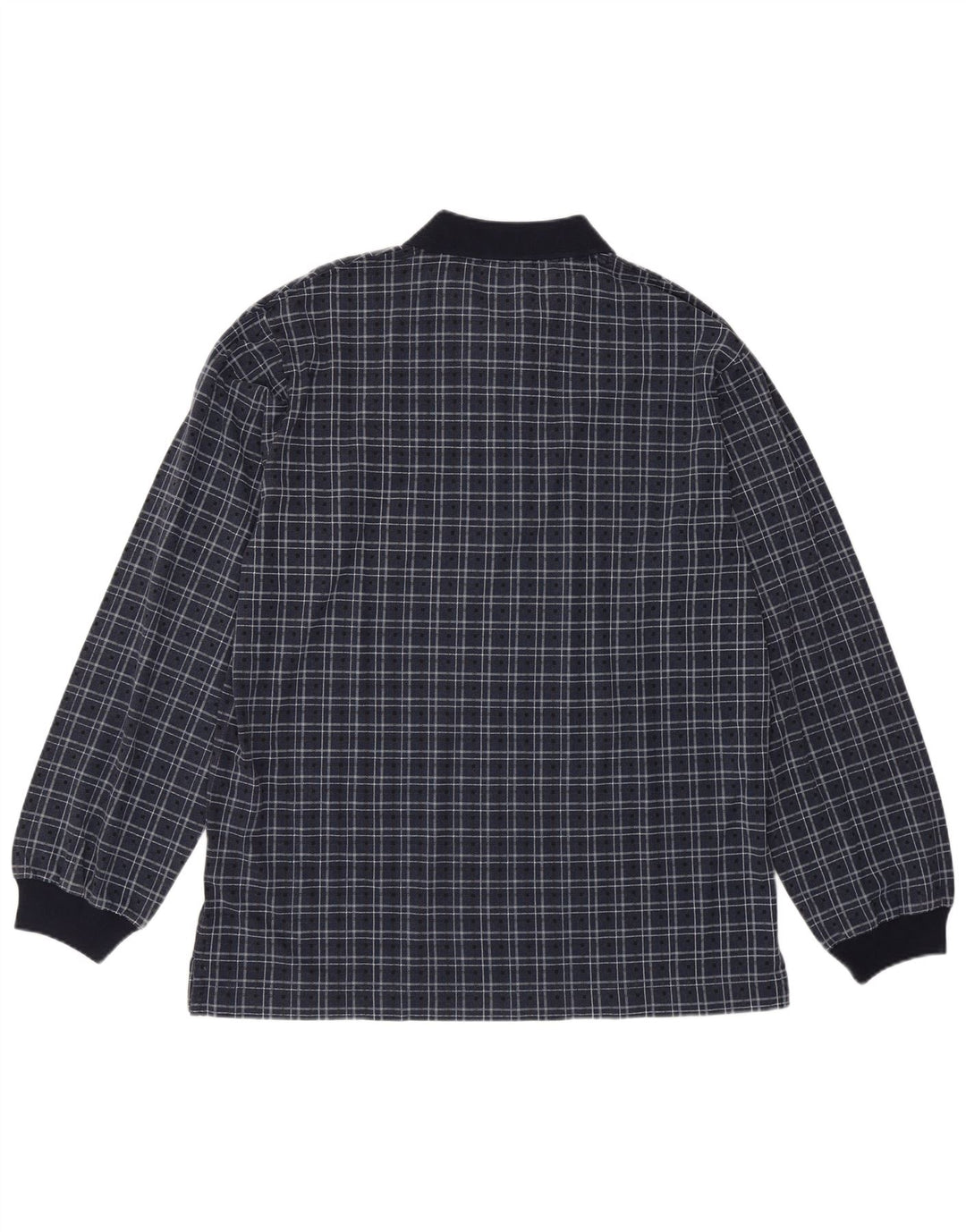 Cămașă polo cu mânecă lungă pentru bărbați Nautica, bumbac cu carouri, albastru bleumarin mediu