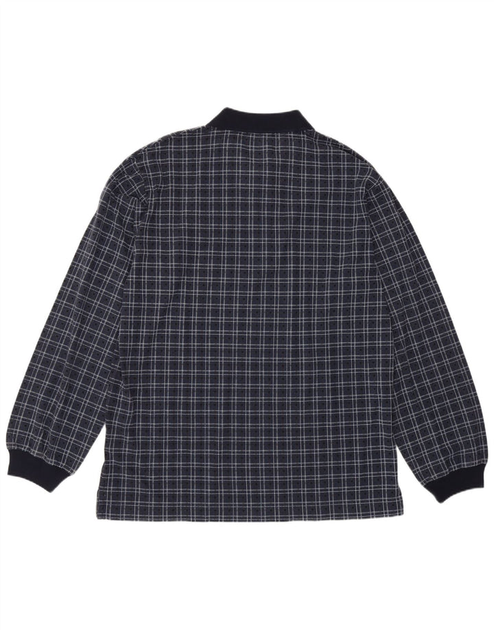 Cămașă polo cu mânecă lungă pentru bărbați Nautica, bumbac cu carouri, albastru bleumarin mediu