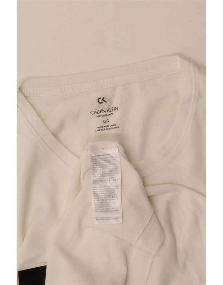 Tricou grafic pentru bărbați CALVIN KLEIN Top mare, alb, din bumbac color bloc