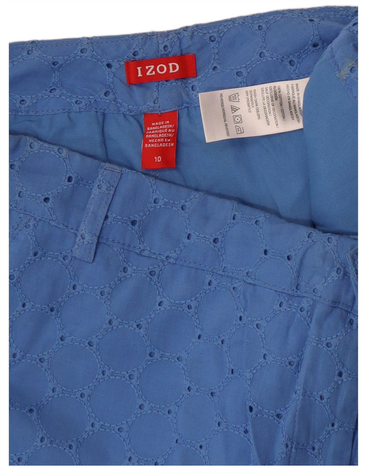 Pantaloni scurți chino Izod pentru femei US 10 Large W32 Blue Geometric Bumbac