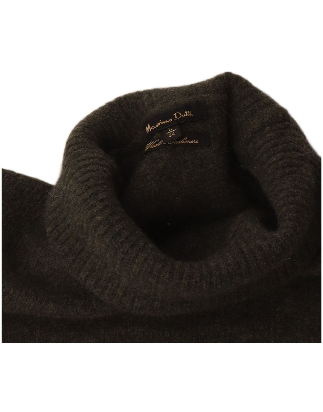 Pulover pentru femei Massimo Dutti cu gât rulat, lână verde mare UK 14