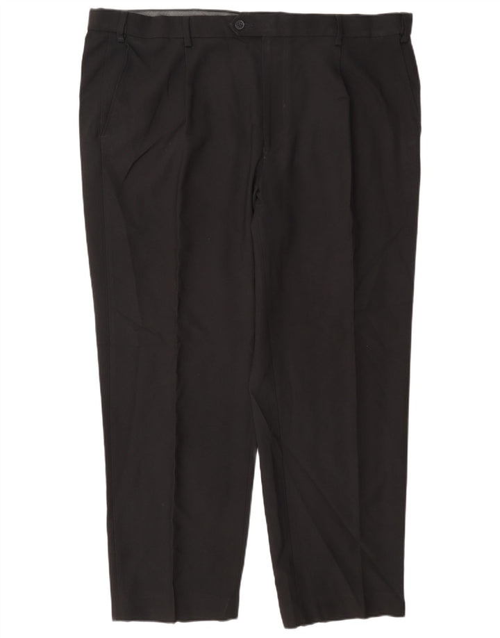 Pantaloni de costum pentru bărbați Marks & Spencer, cu ajustare normală, L42 L29, poliester negru